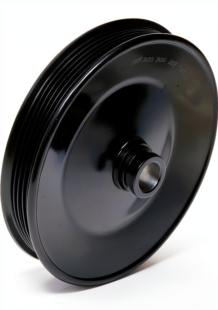 Dorman steel power steering pulley installed on a vehicle engine bay