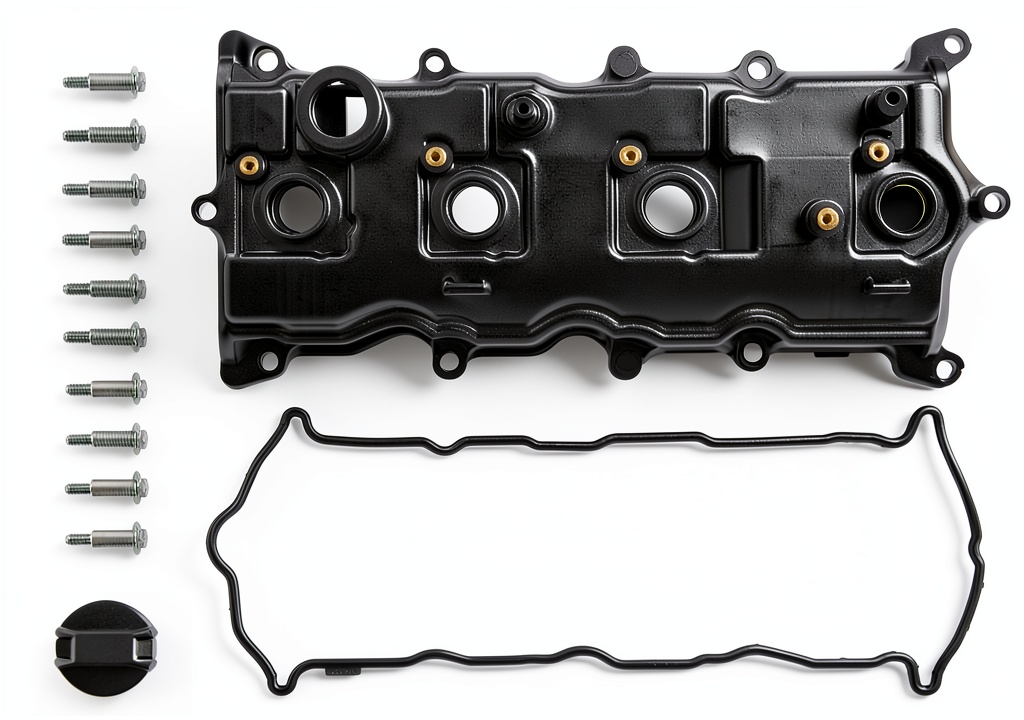 Installing Nissan Rogue Valve Cover MILIParts Polished Front on a wooden workbench