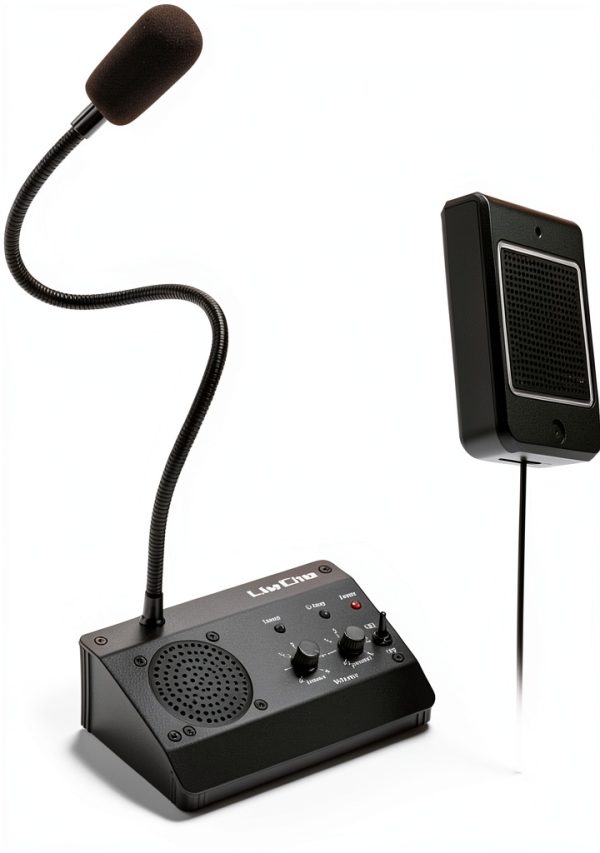 Dual-Way Window Intercom,Window Speaker System,Anti-Interference Intercommunication Microphone.for Business,Bank,Office,Hospital,Counter,Store,Station,School,Ticket Window (Black)-7