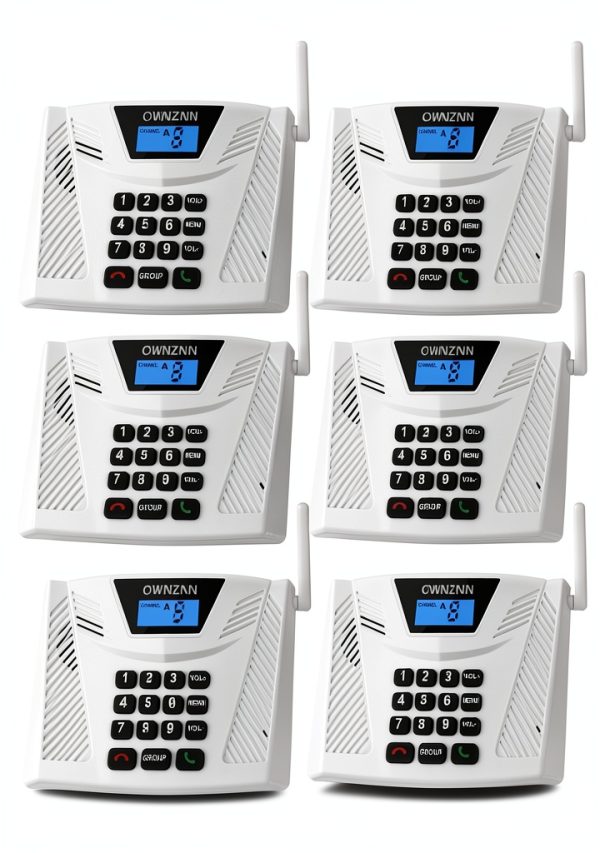 Wireless Intercoms for Home Business - 5300 Feet Range, Automatic Answer, Full Duplex, Hands-Free (6 Packs White)-0