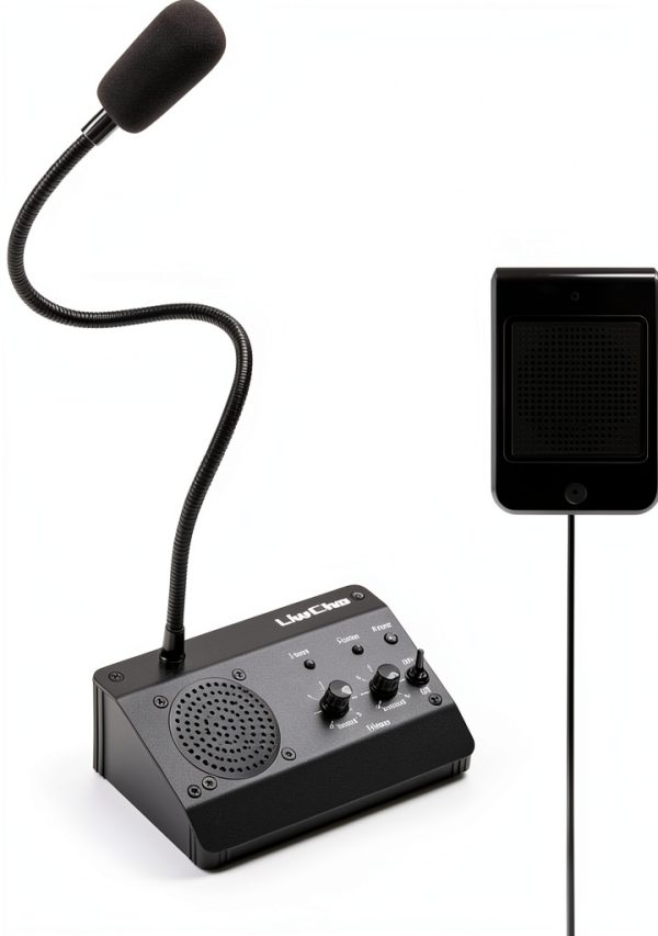 Dual-Way Window Intercom,Window Speaker System,Anti-Interference Intercommunication Microphone.for Business,Bank,Office,Hospital,Counter,Store,Station,School,Ticket Window (Black)-0