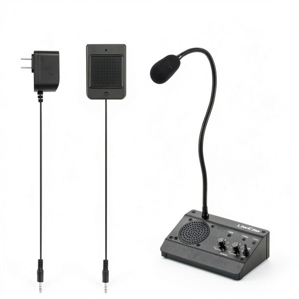 Dual-Way Window Intercom,Window Speaker System,Anti-Interference Intercommunication Microphone.for Business,Bank,Office,Hospital,Counter,Store,Station,School,Ticket Window (Black)-5