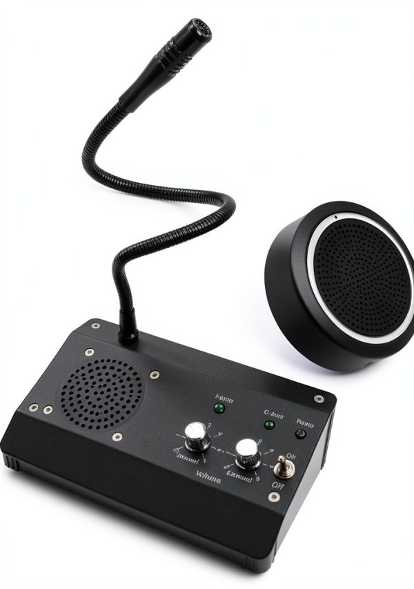 DESHUN Window intercom, Window Speakers, 2 Way Window Counter intercom Microphone, for The Business/Bank/Office/Hospital/Station/Catering-0