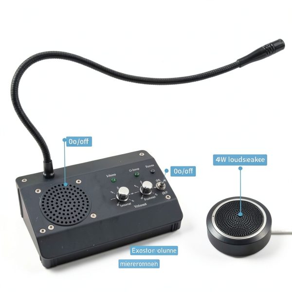 DESHUN Window intercom, Window Speakers, 2 Way Window Counter intercom Microphone, for The Business/Bank/Office/Hospital/Station/Catering-5